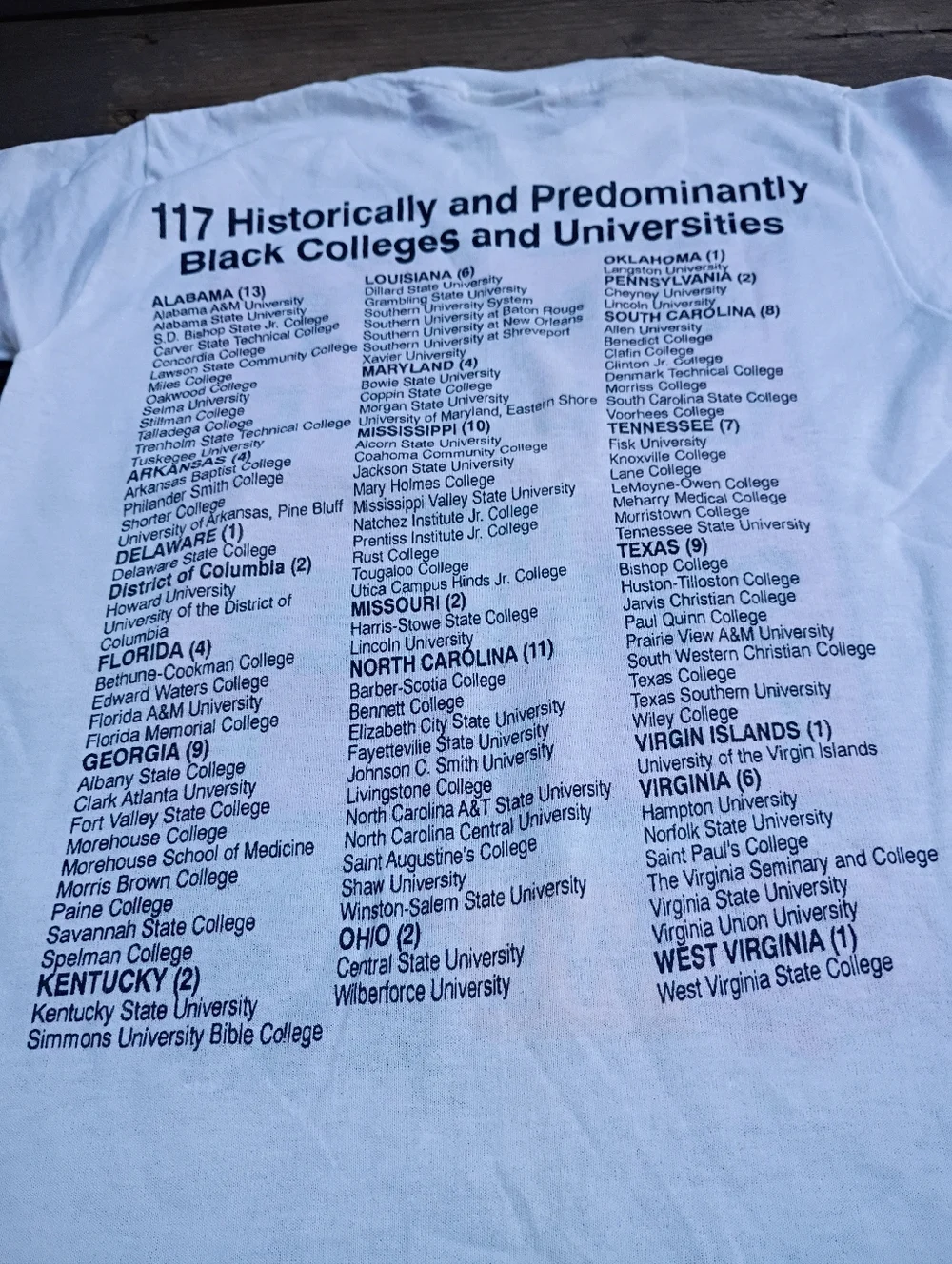 HBCU Vintage Youth T-Shirt L(14-16) White Red Short Sleeve